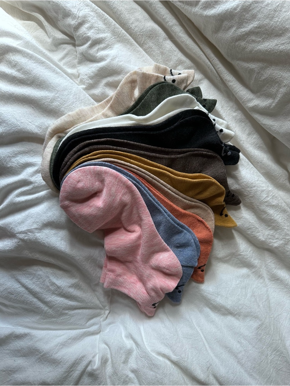 10 pack Smilie Assorted Low-Cut Cotton Socks - Pastel & Earth Tone Set